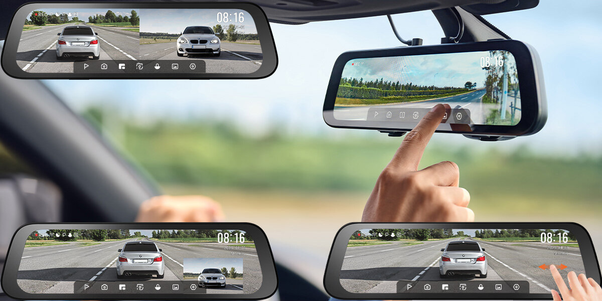Wideorejestrator 70MAI S500 Czarny + Kamera tylna + Karta pamięci 128 GB - Duży ekran dotykowy, wideroejestrator pod różnymi kardami
