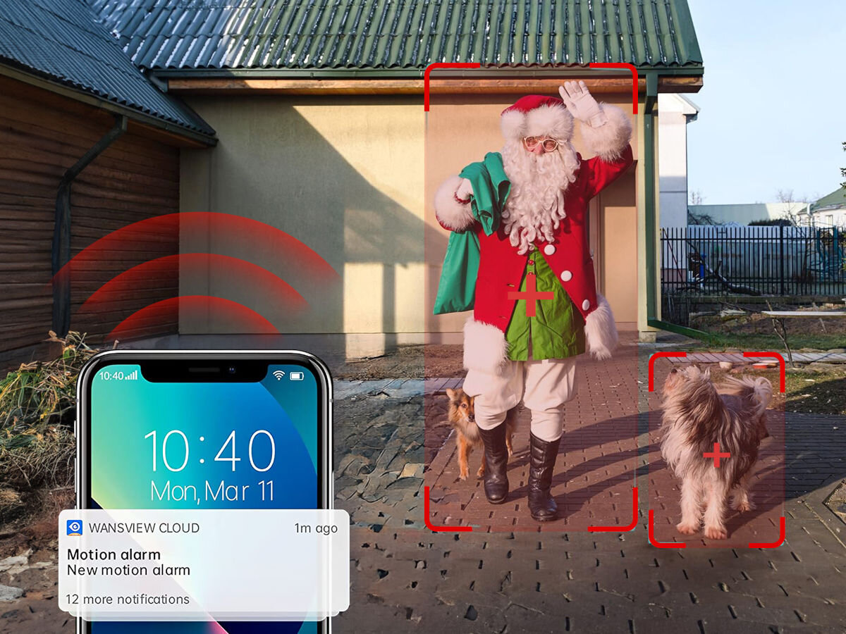 Wideodomofon EXTRALINK Smartlife 708AD Wi-fi Szary, ruch, PIR, powiadomienie, alarm, Powiadomienie o ruchu na smartfonie, wykrycie osoby i psa przez wideodomofon na podjeździe.