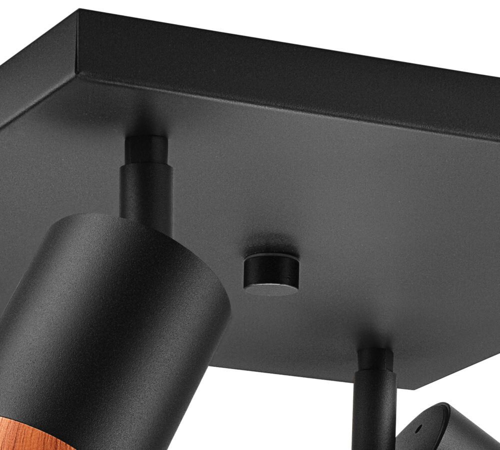 Lampa sufitowa LAMKUR Aurora 43739, kąt, regulacja, przeguby, pion, poziom, na białym tle zbliżenie na listwę oraz regulator kąta ruchu