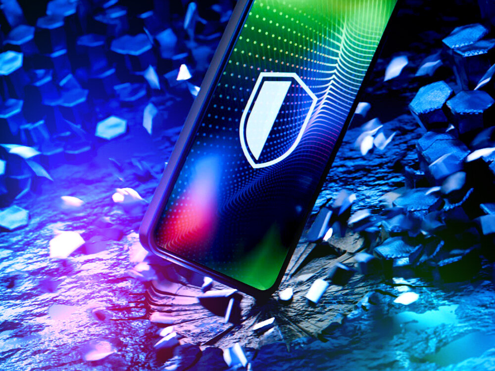 Szkło hartowane 3MK Hardy Tempered Glass przewaga powloka wulkaniczne odpornosc - smartfon z nalozonym szklem uderzajacy o podloge