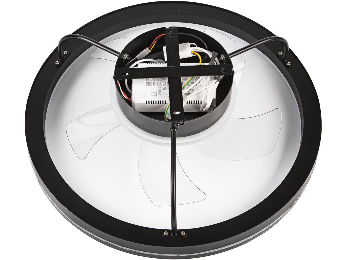 Plafon z wiatrakiem LAMKUR Fargo LM-FL-2.226 49892 Czarny, montaż, zdalne, listwa, śruby, na białym tle tył plafonu