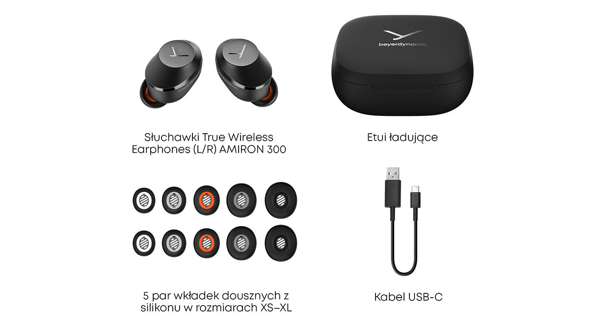 beyerdynamic AMIRON 300 słuchawki etui przewód 5 par wkładek