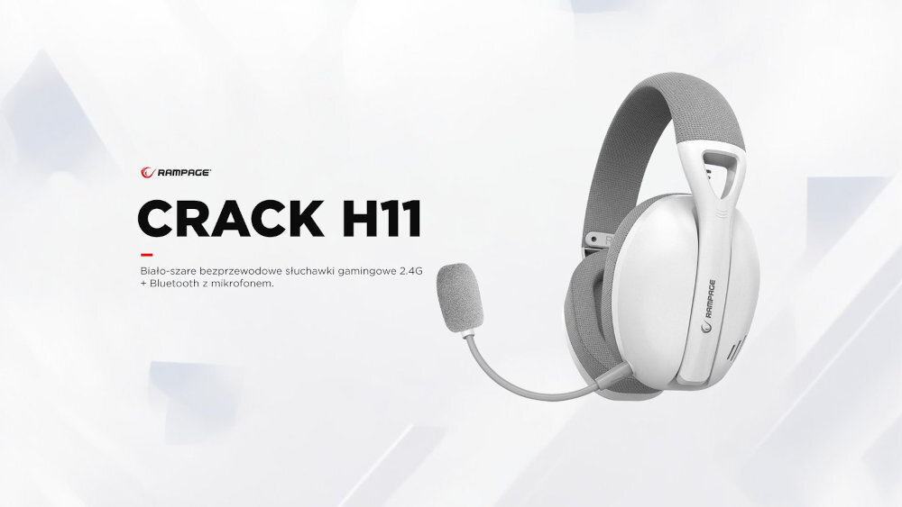 Słuchawki RAMPAGE Crack H11 - Bezprzewodowa swoboda, słuchawki po skosie na białym tle