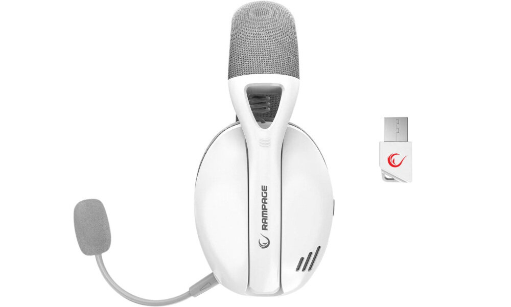 Słuchawki RAMPAGE Crack H11 - Dźwięk przestrzenny, słuchawki z boku na białym tle