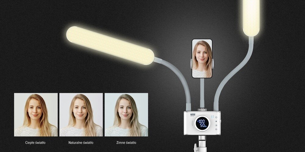 Lampa LED NEWELL Isztar Telefon na lampie LED Newell Isztar różne efekty
