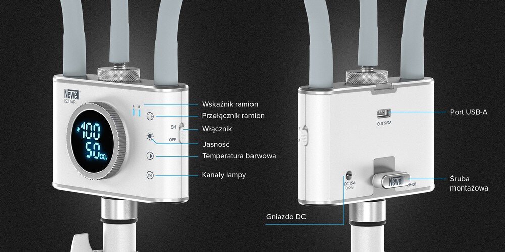 Lampa LED NEWELL Isztar Relacja na żywo z lampą