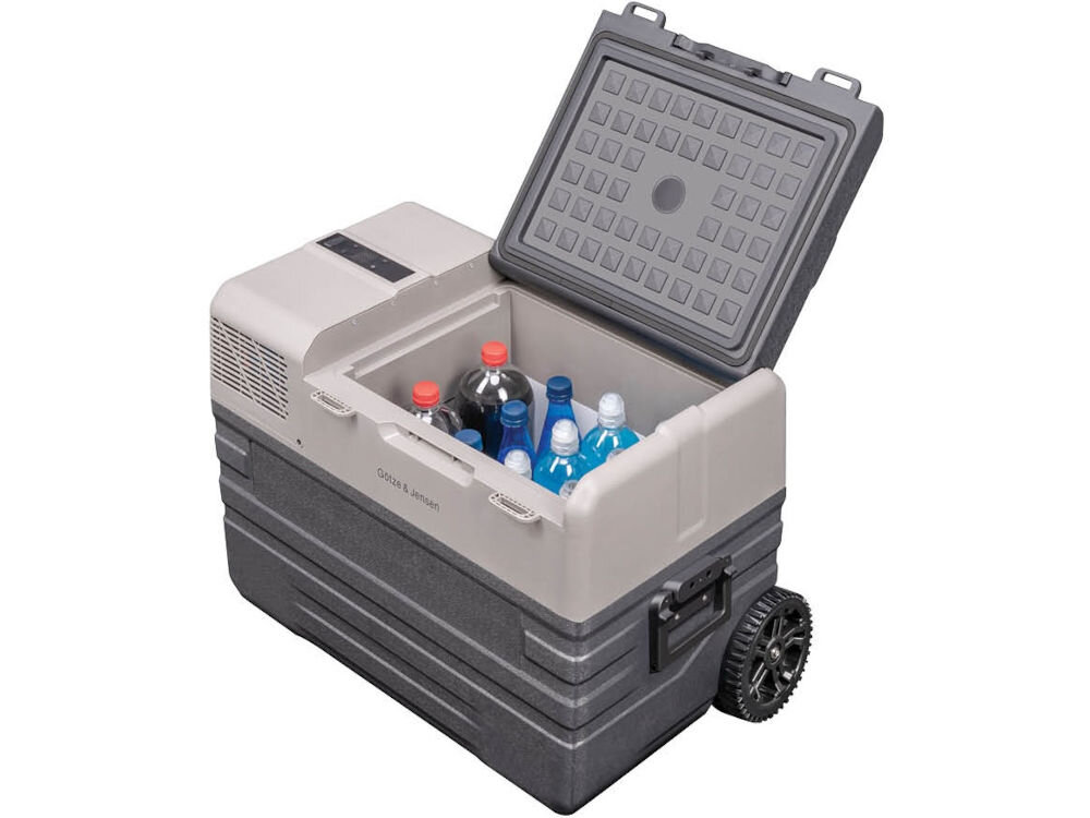 Turystyczna lodówka kompresorowa GÖTZE & JENSEN PF700 pojemność 43,5 litra izolacja termiczna butelki jedzenie wakacje