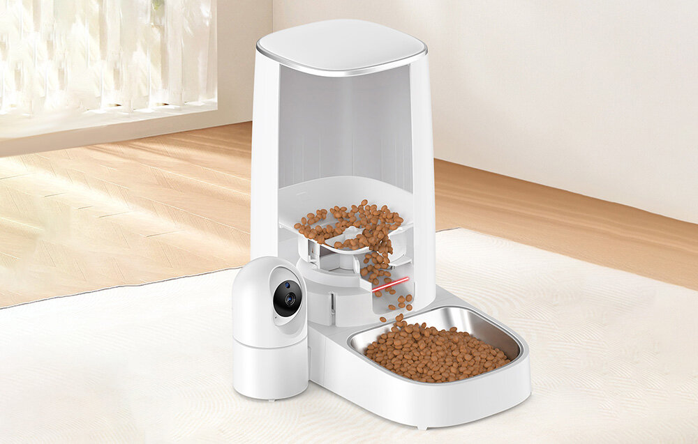 Inteligentny dozownik karmy z kamerą ROJECO RWSQ-10 pojemność 4 litry stal nierdzewna