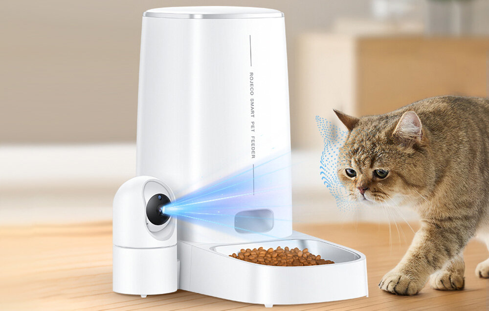 Inteligentny dozownik karmy z kamerą ROJECO RWSQ-10 podgląd 1080P dwustronna komunikacja