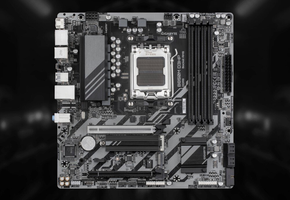 Płyta główna GIGABYTE B850M D3HP chłodzenie wentylatory osłony gniazd M.2
