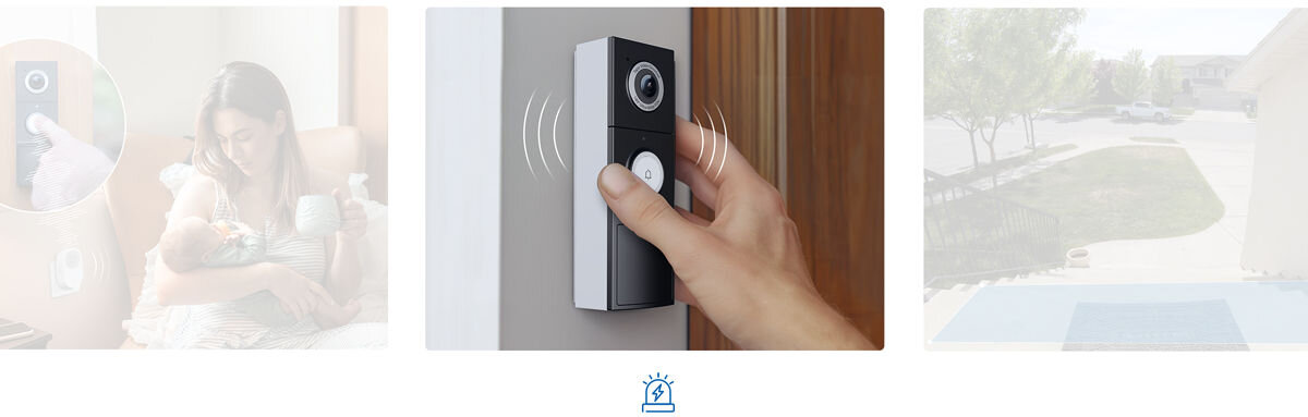 Wideodomofon TP-LINK Tapo D235 Bezprzewodowy Wi-Fi Czarny, IP66, odporność, antykradzieżowy, powiadomienie, na białym tle dłoń trzyma wideodomofon