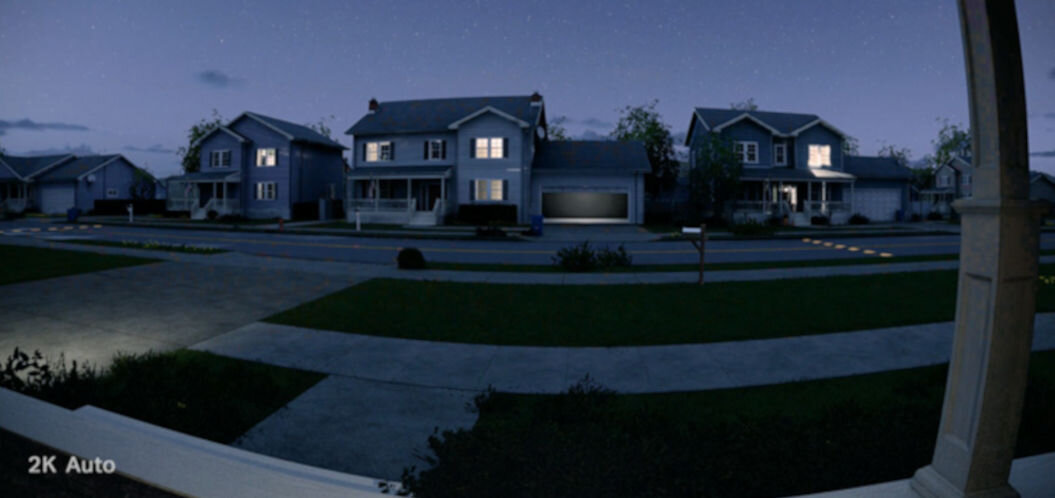 Wideodomofon TP-LINK Tapo D210 Wi-Fi Czarno-biały, nagrania, wideodomofon, odległość, wyraźne, nocna pora na ulicy, widok z wideodomofonu