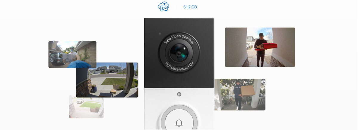 Wideodomofon TP-LINK Tapo D210 Wi-Fi Czarno-biały, odpowiedzi, głos, Dwukierunkowe, audio, na białym tle wideodomofon wraz z nagraniami i kartą pamięci