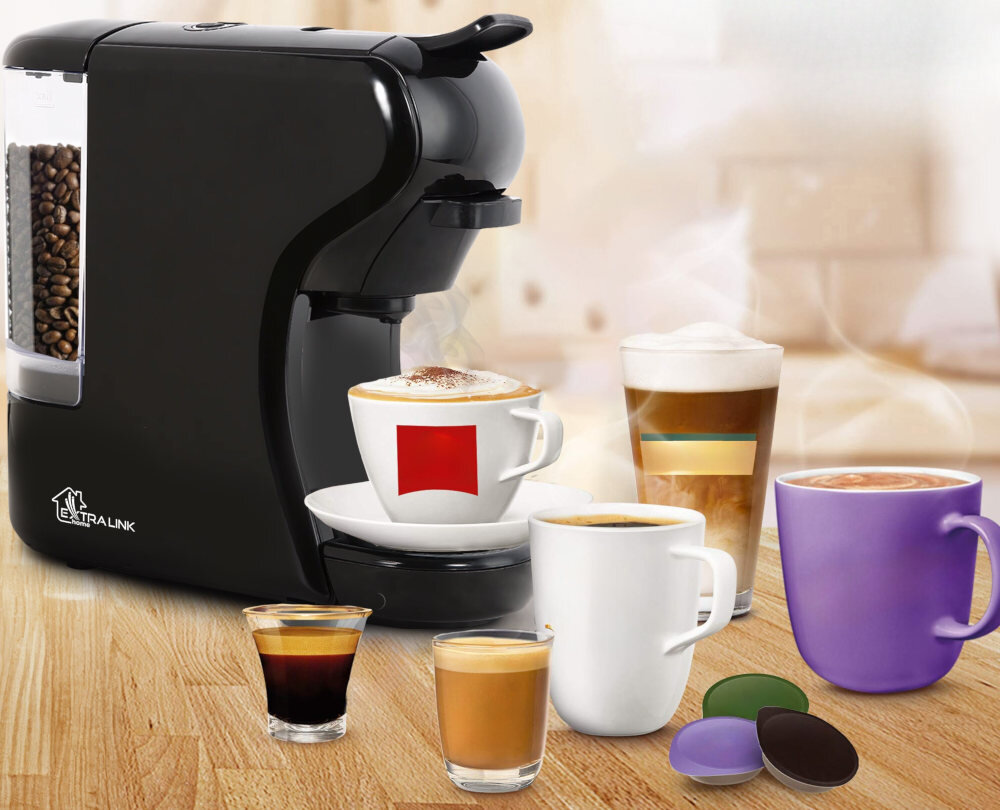 Ekspres EXTRALINK Home EX.38572 (3 systemy kapsułek) wygląd design tło prezentacja wizualizacja Kawa dopasowana do Ciebie