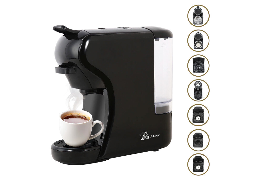 Ekspres EXTRALINK Home EX.38572 (3 systemy kapsułek) prostota obsługi Intuicyjny panel sterowania ulubiony napój w kilka chwil wystarczy nacisnąć przycisk aromat świeża kawa czas