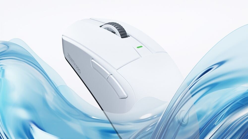 RAMPAGE Zenith Pro sensor PAW3395 wysoką precyzję śledzenia ruchu czułość sięgającą 26 000 DPI Możliwość regulacji DPI - mysz z falami niebieskimi