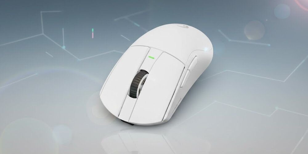 RAMPAGE Zenith Pro Polling Rate 4K częste raportowanie pozycji myszy Niskie opóźnienie Rampage Zenith Pro White - mysz na kolorowym tle