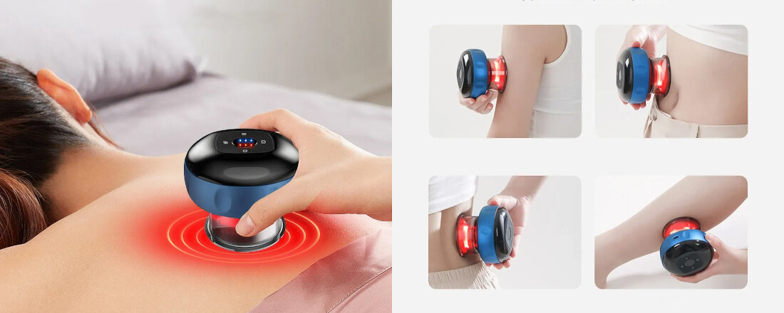 Masażer ręczny antycellulitowy HUMANAS BB01 Niebieski Wygodne użytkowanie port USB-C szybkie ładowanie Pilot zdalnego sterowania  Wygodny kształt