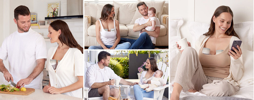 Laktator MOMCOZY S12 Pro Pojedynczy Szaro-biały prezentacja wizualizacja wygląd lifestyle