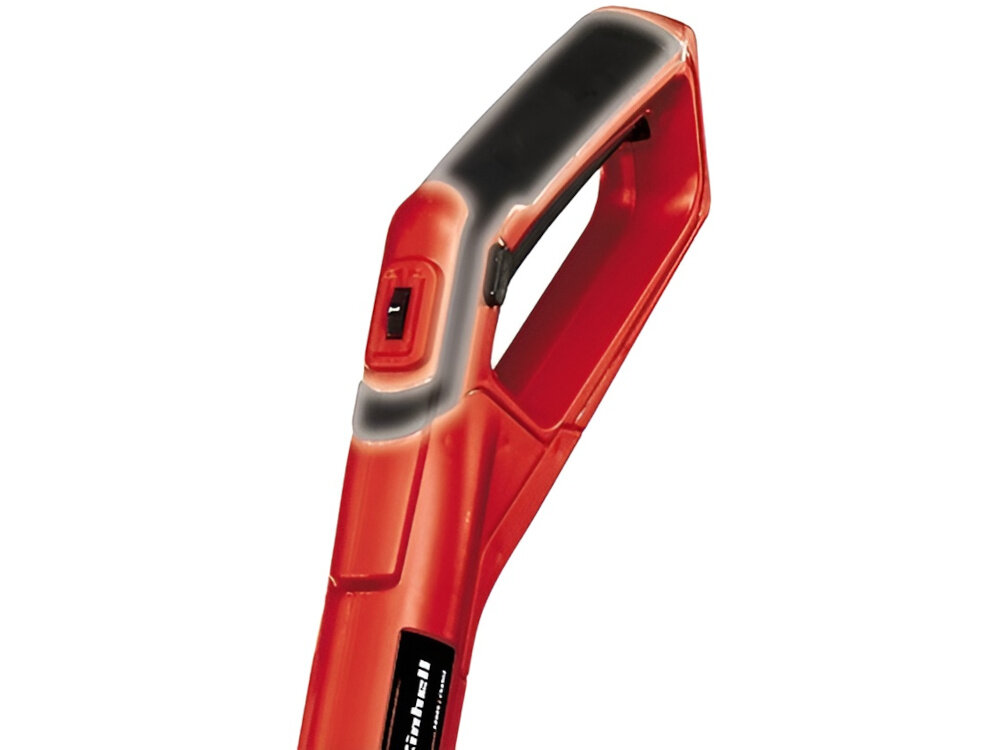 Odśnieżarka EINHELL GE-ST 36-40 Li E-Solo zbliżenie na rękojeść główną białe tło możliwość regulacji kierunku wyrzutu śniegu w lewo, w prawo lub na wprost dopasowanie pracy do układu terenu maksymalny zasięg wyrzutu do 6 metrów większa kontrola nad porządkiem