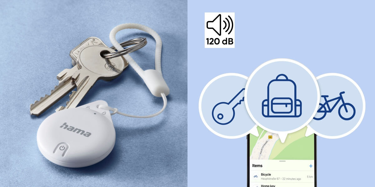 Lokalizator HAMA Air-Tag Apple find me Biały Głośny sygnał dźwiękowy