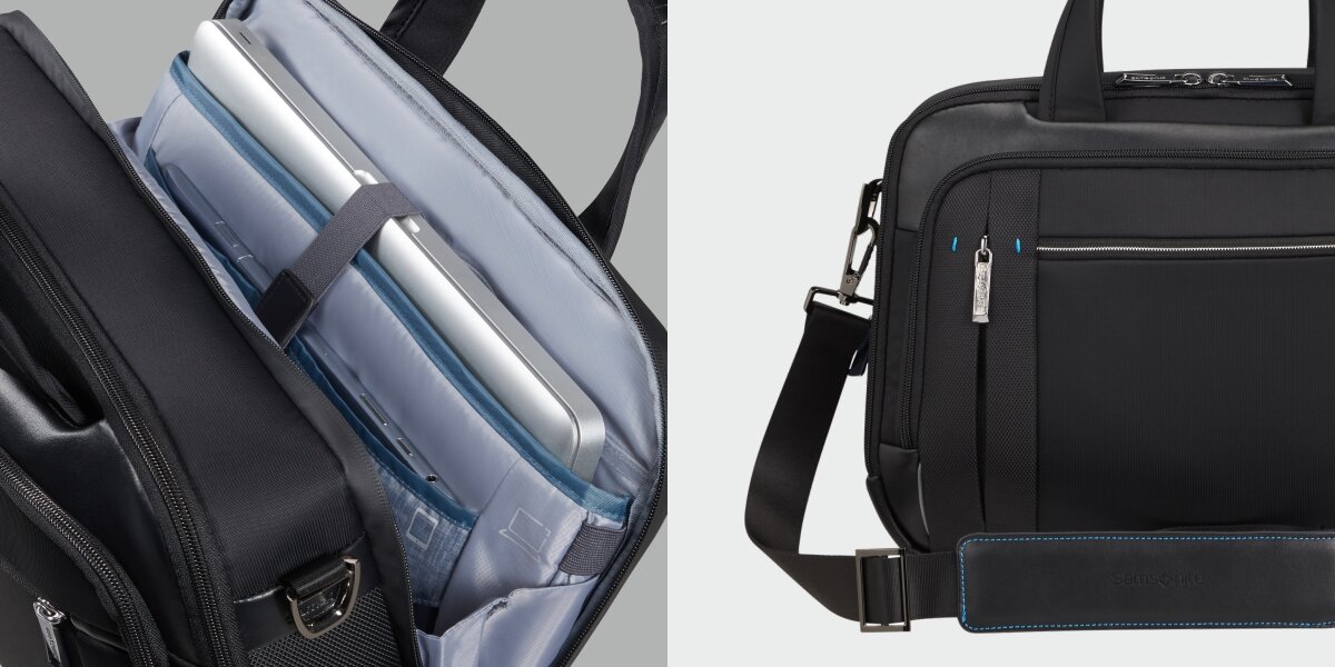 SAMSONITE Spectrolite 3 komorę z dodatkowymi zabezpieczeniami 14.1 cala Wyściełane wnętrze wstrząsami i zarysowaniami Zintegrowana kieszeń na tablet