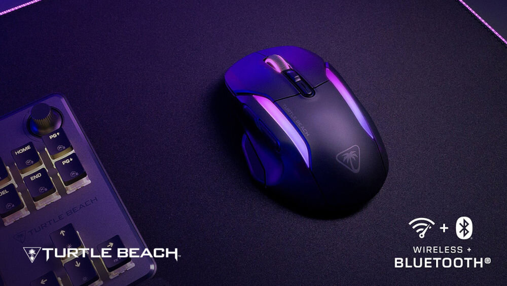 Mysz TURTLE BEACH Kone II Air Czarny
zyskaj przewagę w grze, produkt na czarnej podkładce, róg klawiatury, białe logo Turtle Beach