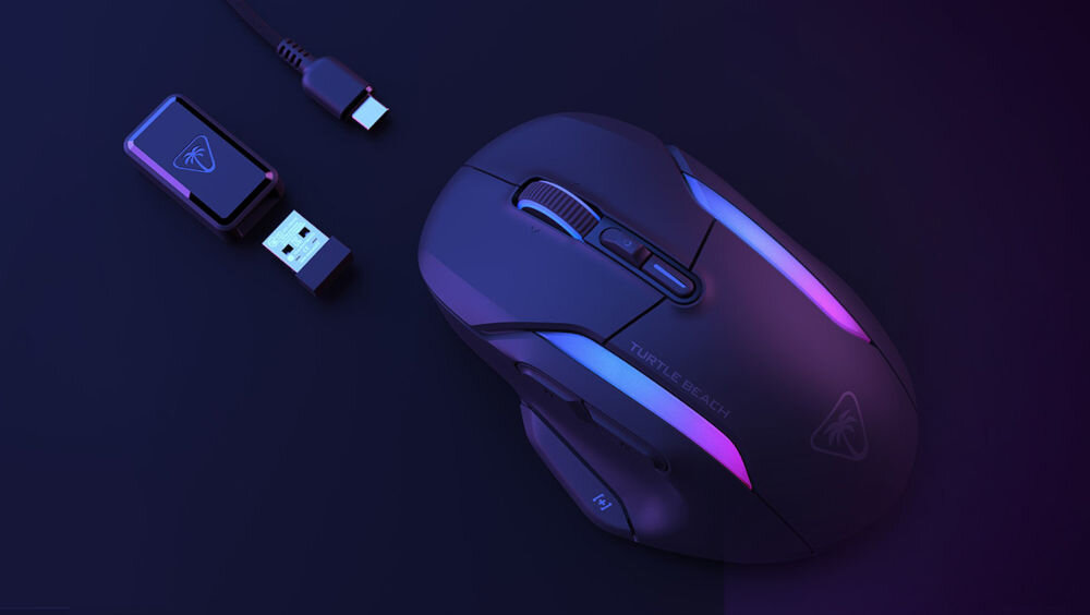 Mysz TURTLE BEACH Kone II Air Czarny
odłóż swój przewód na półkę, bezprzewodowa praca w dwóch trybach łączności - Bluetooth (do 350 godzin pracy na jednym ładowaniu baterii),
2,4 GHz za pomocą nadajnika USB-A (do 130 godzin pracy), w zestawie przejściówka do nadajnika USB-A / USB-C,
w zestawie przewód PhantomFlex USB-A / USB-C do ładowania, ciemne tło, mysz, nadajnik USB-A, adapter USB-A / USB-C, końcówka kabla z wtyczką USB-C