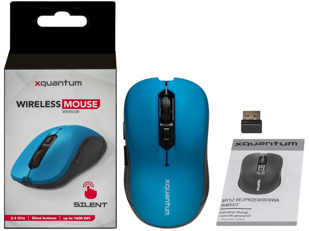 Mysz XQUANTUM WM503R Silent Szary elementy zestaw pudełko