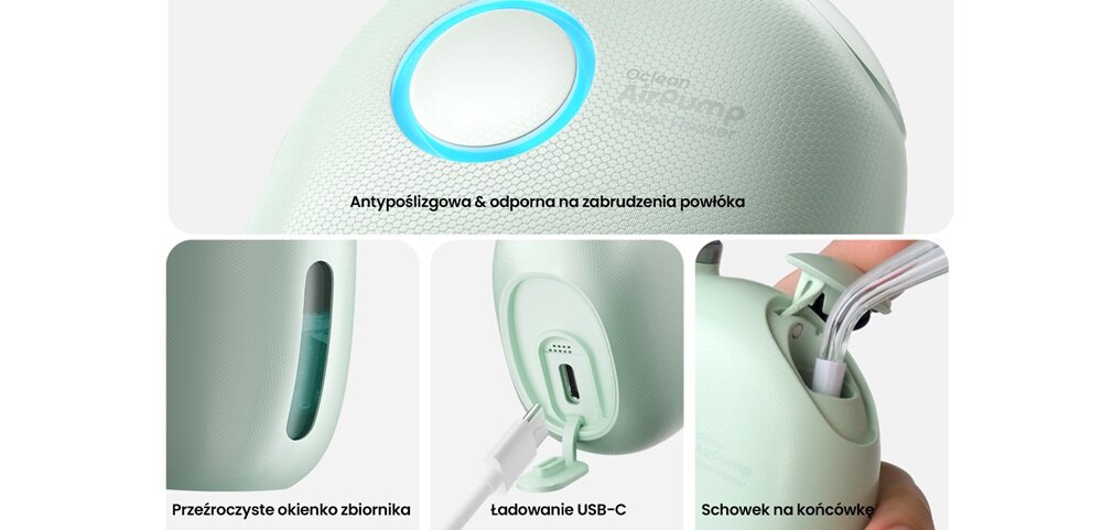 Irygator OCLEAN A10 Zielony przechowywanie końcówki wewnątrz, pchrona przed kurzem, anttpoślizgowa powierzchnia