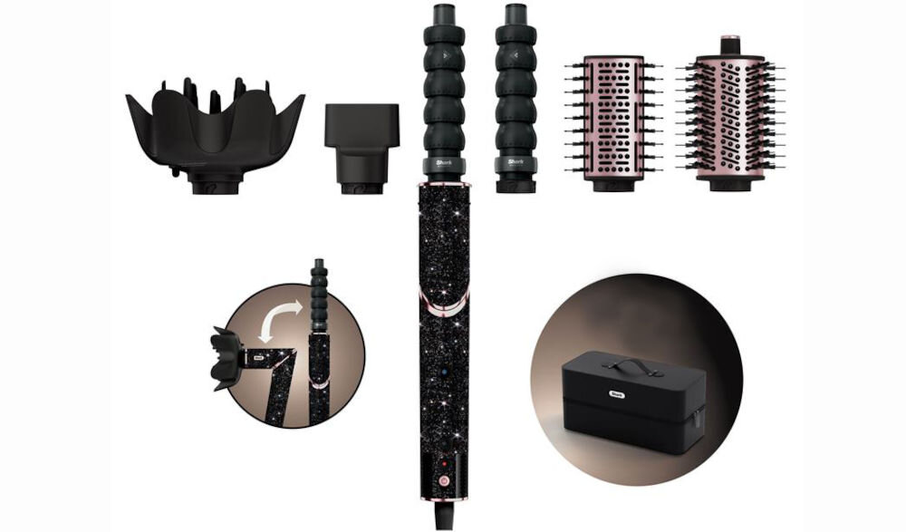 Suszarko-lokówka SHARK Flexstyle HD440JBEU Diamentowy koncentrator szczotka owalna szczotka prostująca 2 automatyczne nasadki do loków etui przewodnik po fryzurach dokumentacja