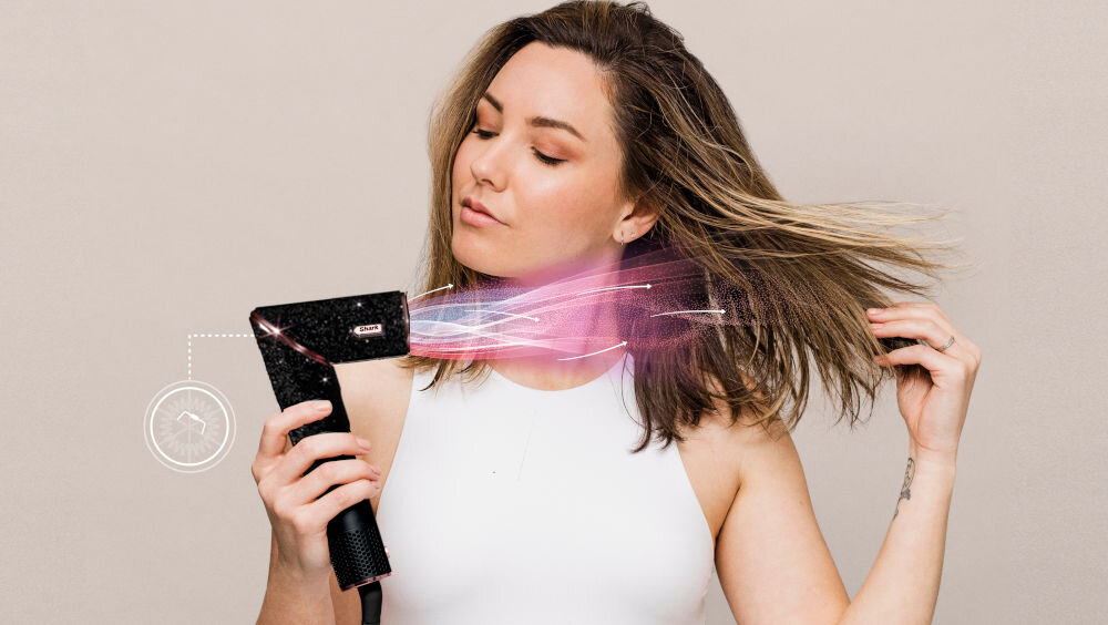 Suszarko-lokówka SHARK Flexstyle HD440JBEU Diamentowy potężna moc 1400 W suszy włosy łatwe różnorodne stylizowanie mierzy temperaturę 1000 razy na sekundę stały poziom zapobieganie uszkodzeniom prosta bezpieczna efektywna stylizacja włosów 