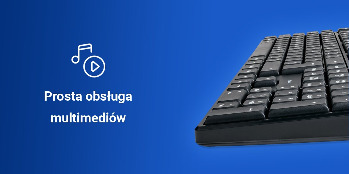 Klawiatura HAMA CK-200 Czarny szybki dostęp do funkcji dedykowane klawisze multimedialne, funkcja FN-Lock, niebieskie tło, produkt, zbliżenie na klawiaturę numeryczną oraz strzałki