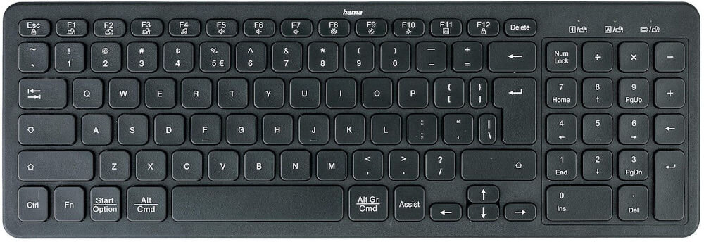 Klawiatura HAMA WK-300 Multi-Device Assist AI Czarny szybki dostęp do funkcji dedykowane
klawisze multimedialne, funkcja FN-Lock, produkt na białym tle