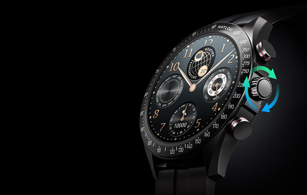 Smartwatch HAYLOU Solar Pro funkcje sterowanie zdrowie pogoda powiadomienia muzyka budzik kalkulator stoper