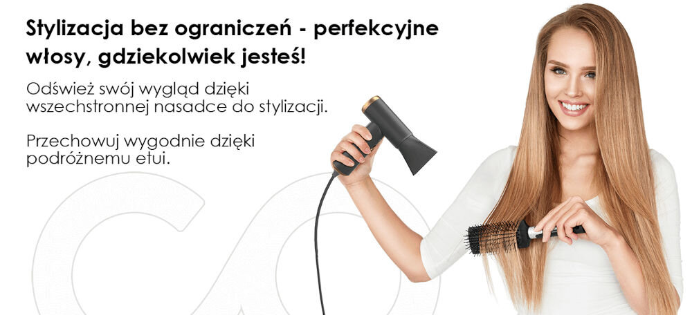 Suszarka COSHARE SuperMini Beżowy 800W niski poziom hałasu 75 dB cichy tryb pracy komfortowe użytkowanie w każdym otoczeniu swobodne korzystanie w różnych sytuacjach bez nadmiernego hałasu