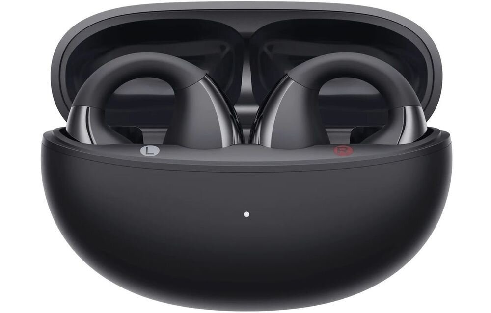 Słuchawki powietrzne QCY Crossky Clip T33 algorytm EQ i wzmocniony bas bez zniekształceń, słuchawki wraz z etui ładującym na białym tle