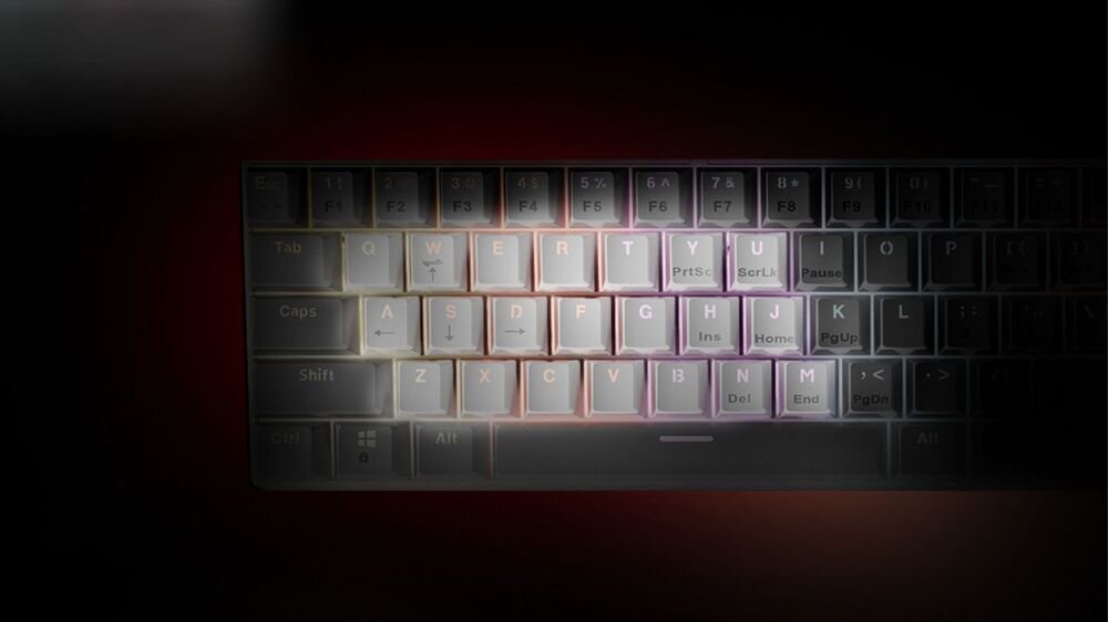 RAMPAGE Plower K60 Technologia anti-ghosting kilka klawiszy jest wciskanych jednocześnie - zbliżenie na klawisze