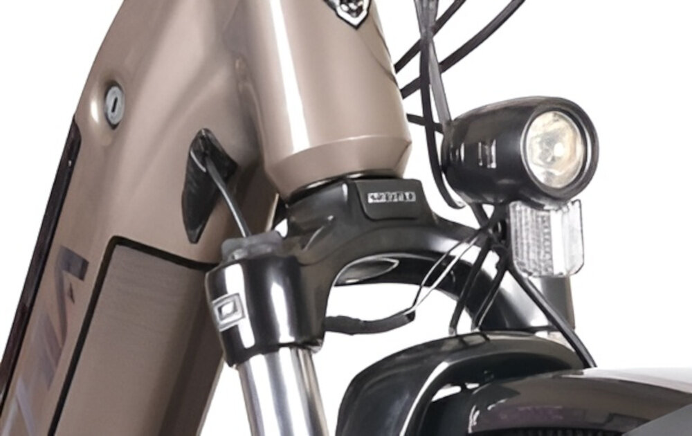 Rower elektryczny BOTTECCHIA Holliwood D19 28 cali Tytanowy zbliżenie na przednie światło bezpieczeństwo zintegrowane przednie światło i tylne oświetlenie dobra widoczność bezpieczeństwo