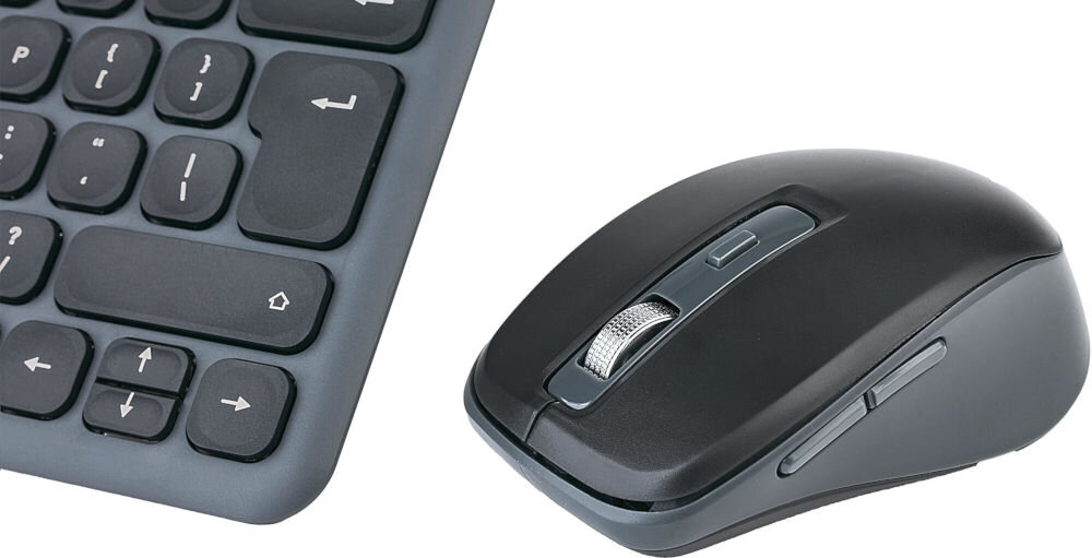 Zestaw HAMA WK-500 Czarno-Szary
praktyczne funkcje myszy, przyciski boczne myszy, przełącznik DPI, odbiornik USB-A można schować
w obudowie klawiatury lub myszy, róg klawiatury oraz mysz na białym tle