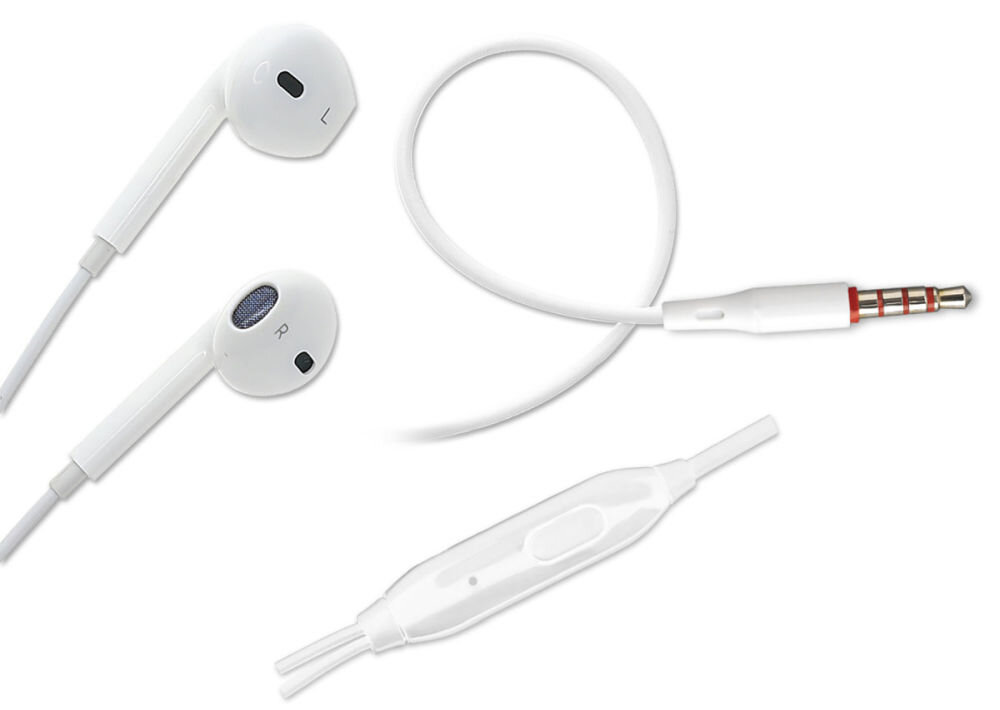 Słuchawki douszne 4SMARTS Melody Lite Wbudowany mikrofon długości 1.1 m prowadzenie rozmów oraz odbieranie połączeń 3.5 mm jack - słuchawki, przyciski i gniazdo jack 3.5 mm na białym tle