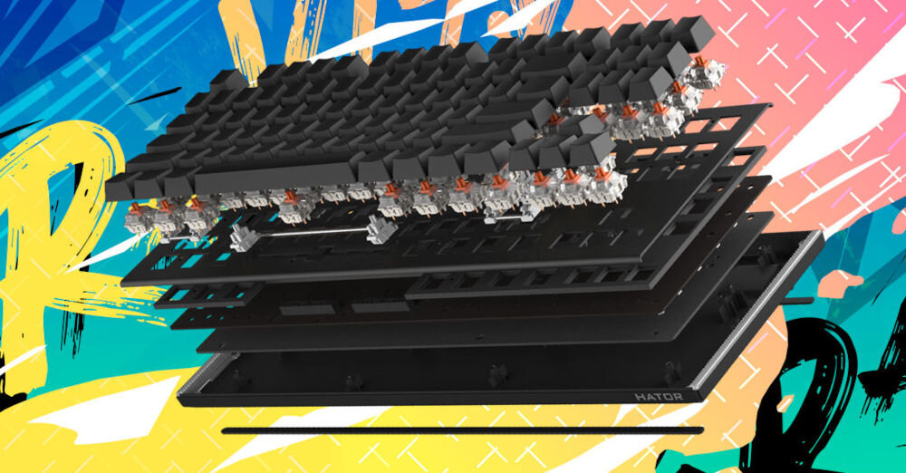 Klawiatura HATOR Gravity X TKL Biały
system izolacji akustycznej, dwuwarstwowy system izolacji akustycznej, widoczne warstwy klawiatury