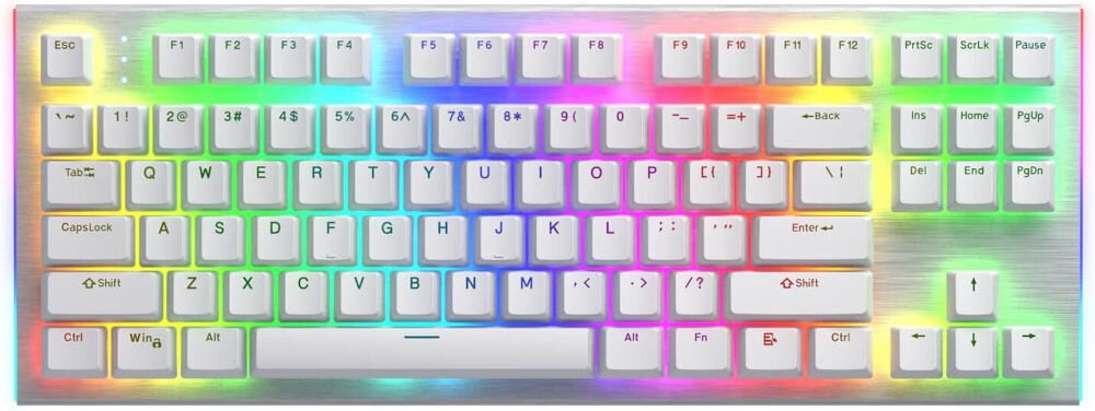 Klawiatura HATOR Gravity X TKL Biały
kompaktowy rozmiar, wyposażona w 87 przycisków w układnie TKL Tenkeyless, wymiary ok. 364 x 136 x 35 mm, brak bloku numerycznego,
klawiatura od góry na białym tle