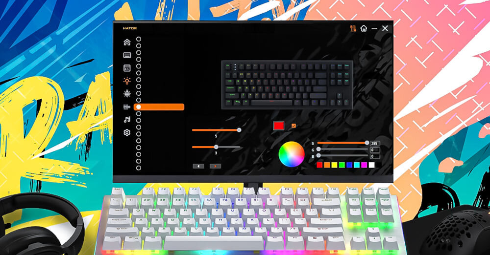 Klawiatura HATOR Gravity X TKL Biały
możliwość personalizacji, dedykowane oprogramowanie umożliwiające tworzenie i zapisywanie makr oraz ustawień,
klawiatura, ekran monitora z włączonym oprogramowaniem