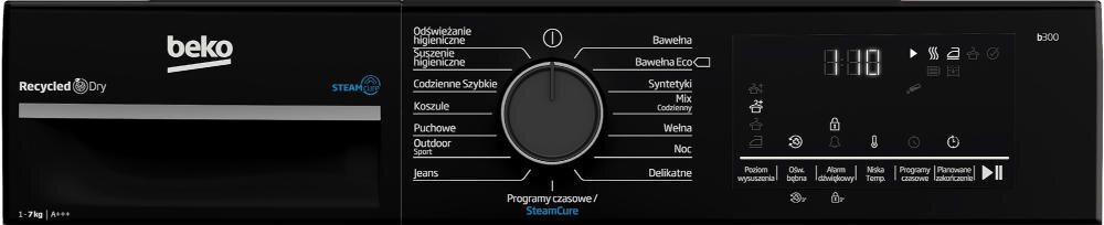 BEKO B5T67249MPB wyświetlacz suszarka kontrola zarządzanie funkcje programy