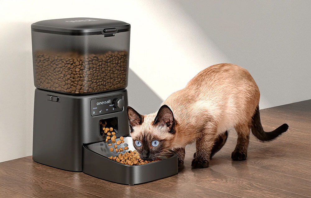 Dozownik karmy automatyczny ONEISALL PFD001 Pro Czarny wygląd design prezentacja wizualizacja Dla Twojego pupila