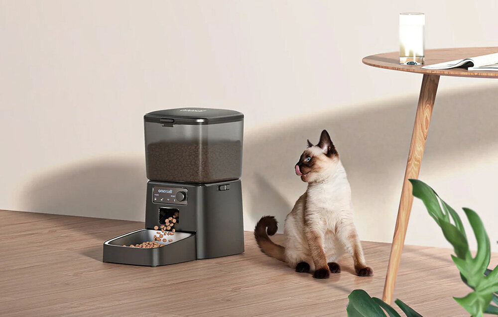 Dozownik karmy automatyczny ONEISALL PFD001 Pro Czarny Szybkie ustawienia pokrętłem obsługa