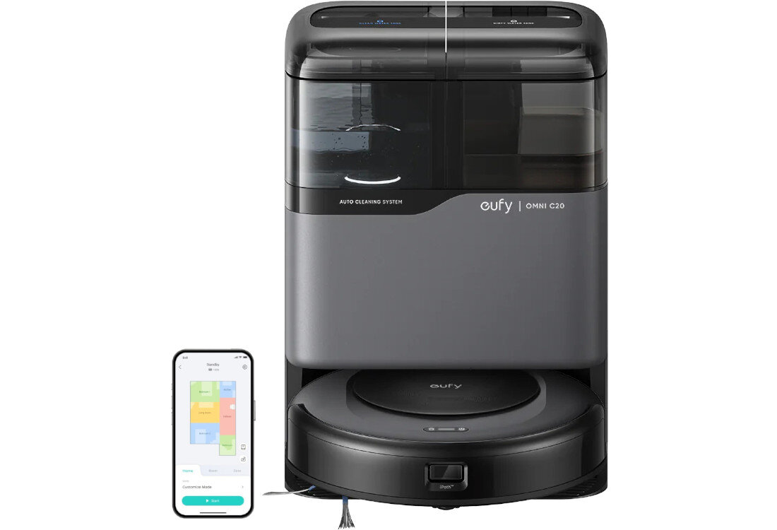 Robot sprzątający EUFY Omni C20 T2280 Intuicyjna aplikacja mapa 3 piętra stan naładowania urządzenia wyznaczać strefy omijanie przeszkód harmonogram