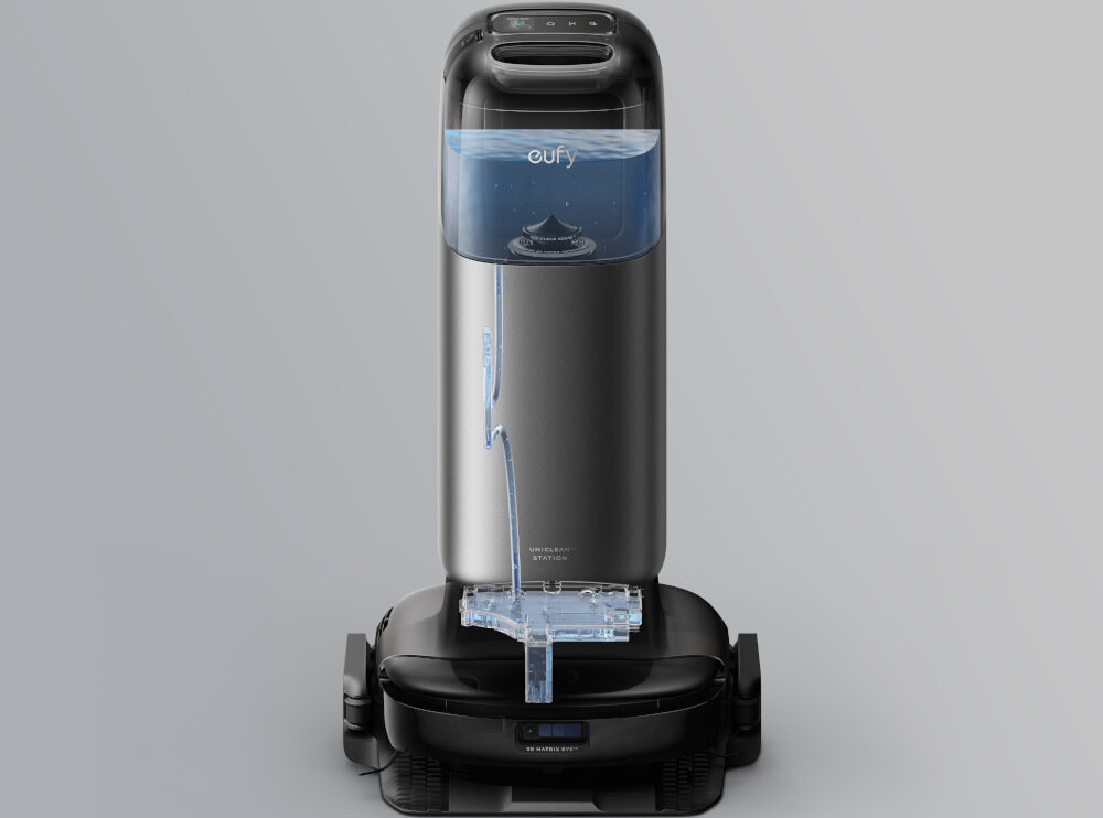 Robot sprzątający EUFY S1 Pro T2080 Stacja UniClean™ 10 w 1 pełna automatyzacja automatyczne opróżnianie mycie i suszenie mopów dozowanie detergentów zbieranie ścieków dotykowy panel LCD higieniczny worek na kurz bakterie