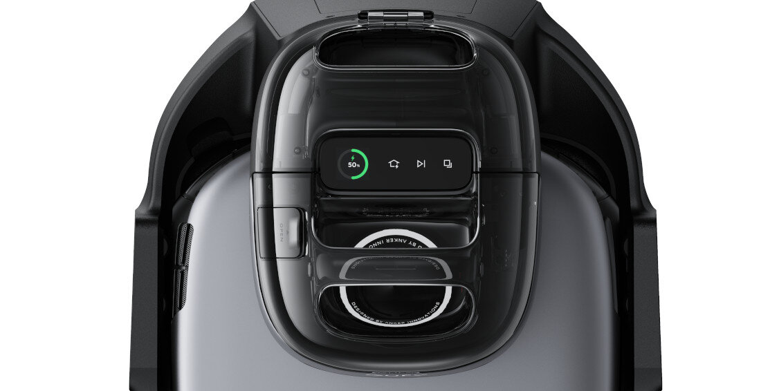 Robot sprzątający EUFY S1 Pro T2080 intuicyjna obsługa wygląd wyróżnienie inspiracja wymiary głębokość szerokość wysokość łatwe czyszczenie Dotykowy panel LCD przezroczysty zbiornik na wodę